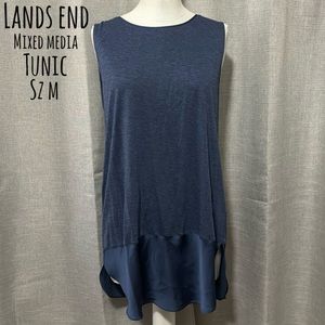 Gorgeous Lands End Tunic Style Tank-Sz M(10/12)-Satiny Trim-Blue-Rayon